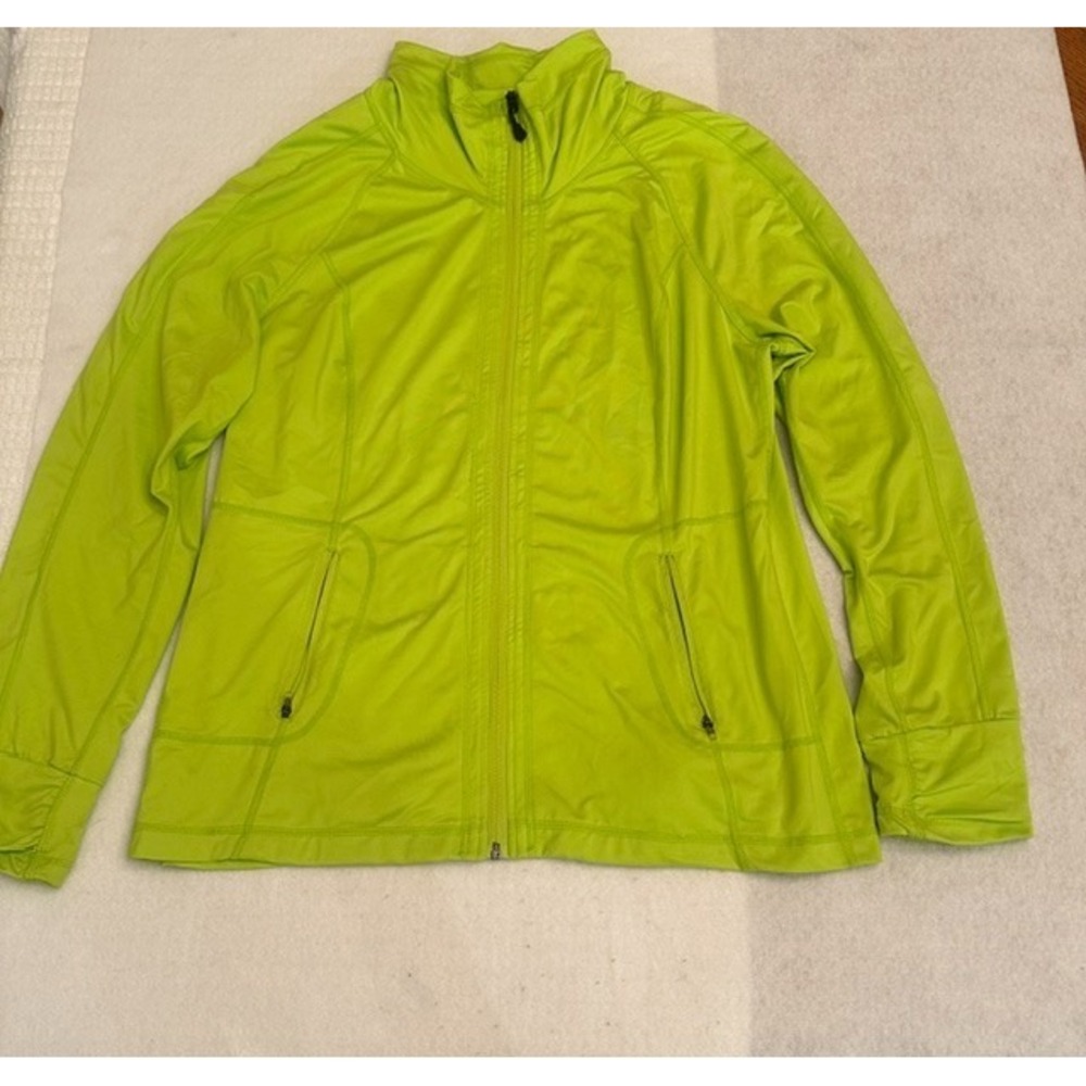 Tangerine Full Zip Athletic Jacket Lime Green Neon Womens M Running Lightweight